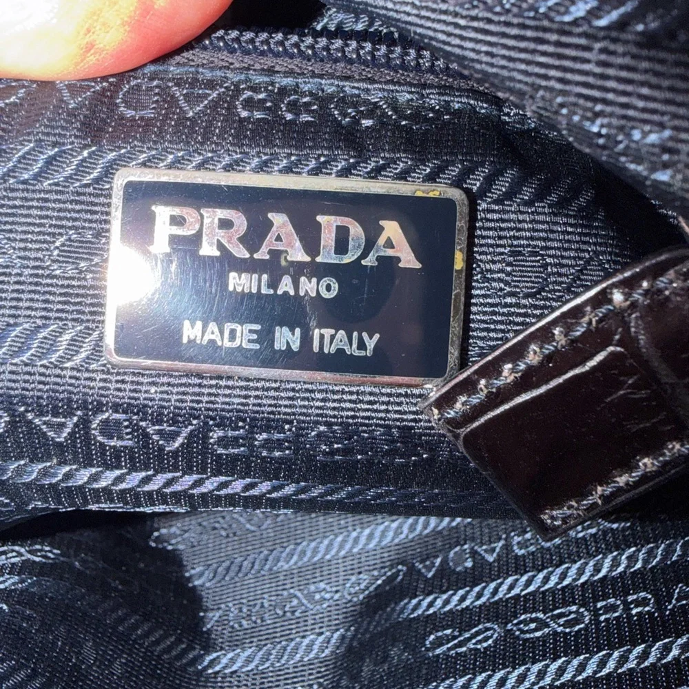 RARE ARCHIVAL Prada Tessuto Nylon & Croc Embossed mini backpack